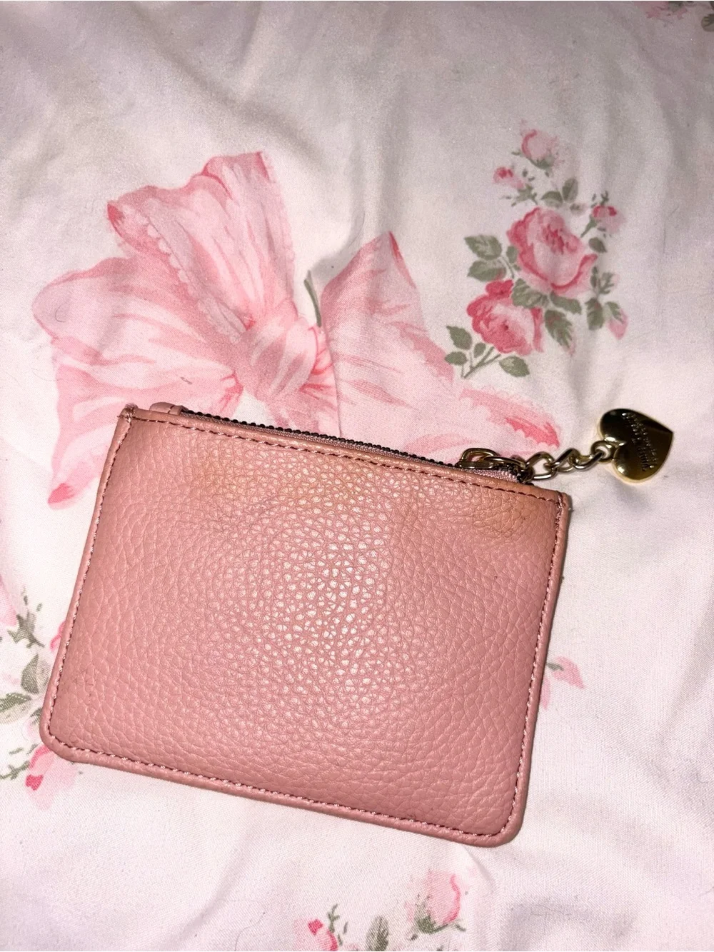 Juicy Couture Blush Pink Leather Mini Wallet with Gold Plate